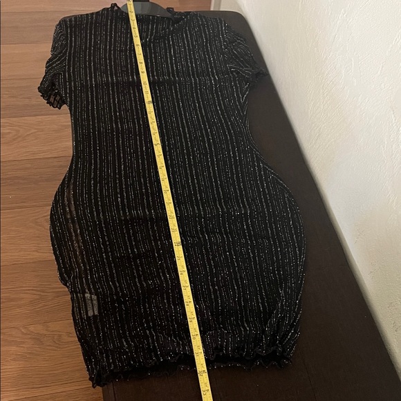 #*096**Sexy Black Glitter See Through Mini Dress - Picture 3 of 7